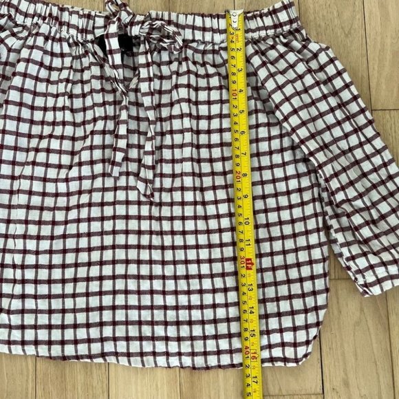 Lumière cotton/linen blend off-the-shoulder gingham tie-front top - Picture 11 of 11